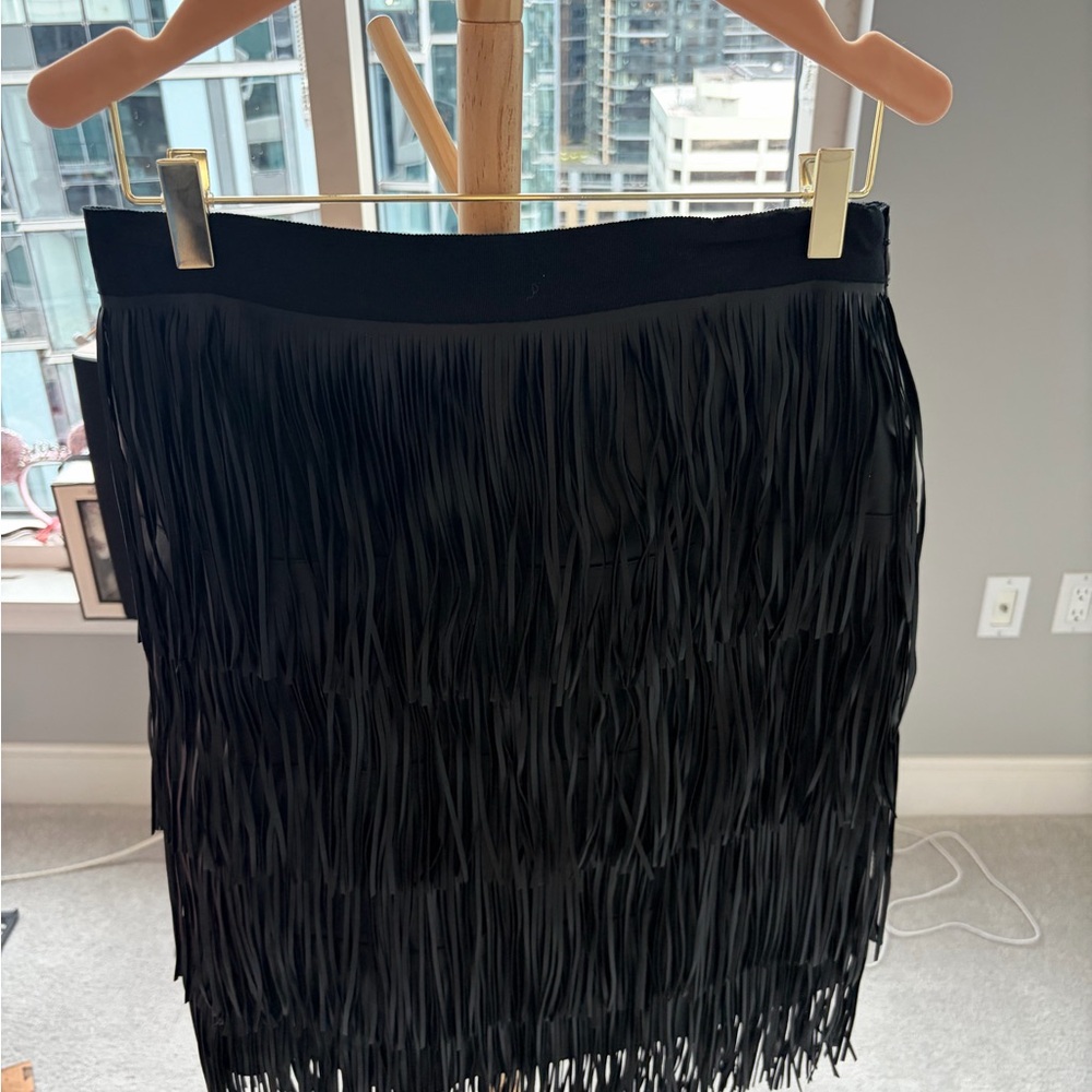 Black Fringe Mini Skirt